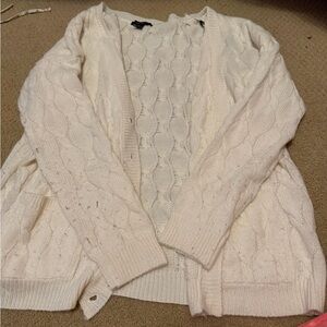 Forever 21 Ivory Cable-Knit Open Cardigan